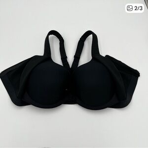 Victoria's Secret Sports Bra Knockout Solid Black Zip up front Size 32DDD